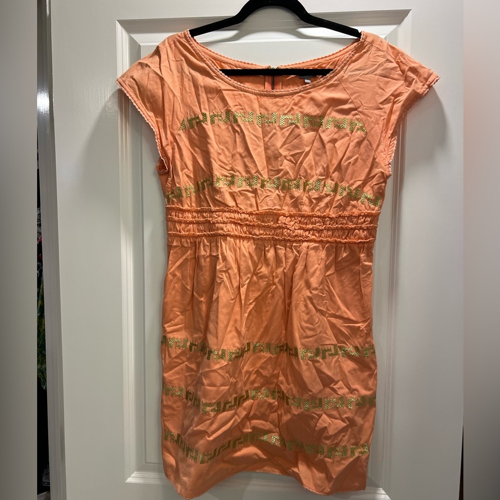 RARE FIND- Hoss orange and gold embroidered dress